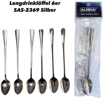Almina Koffie - Thee - Lepel - Longdrink Glazen Lepel - Zilver - Set Van 12