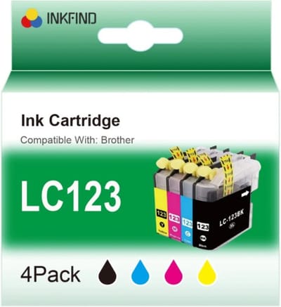 INKFIND LC123 inkt voor Brother LC123 BrotherLC123 LC-123 (1 x Zwart, 1 x Cyaan, 1 x Magenta, 1 x Geel) 4 stuks voor Brother DCP-J132W J172W J152W J552DW J752DW J4110DW MFC-J4410DW MFC-J4510DW MFC-J4610DW MFC-J470DW J4710DW MFC-J650DW 6520DW J6720DW