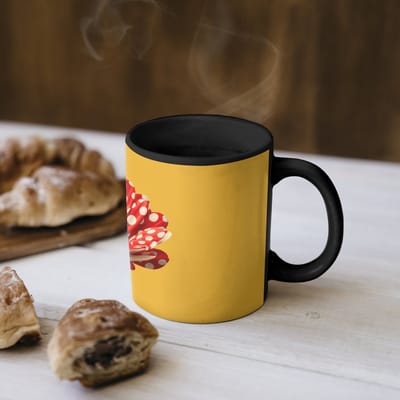 Magische Mok - Foto op Warmte Mokken - Koffiemok - Bloem - Rood - Stippen - Magic Mok - Beker - 350 ML - Theemok