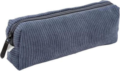Katoenen Pennenzak voor Jongens en Meisjes, Blauwe Corduroy Etui, Perfect voor School en Creatieve Activiteiten