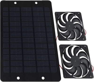 10W 12V 2A Zonneventilator, Dubbel Ontwerp, Waterdicht, Stille Warmteafvoer, Geschikt voor Kas & Kippenhok