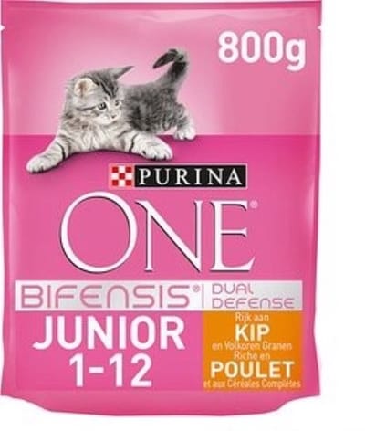 3x Purina ONE Junior - Kattenvoer - Kip & Volkoren Granen - 750g