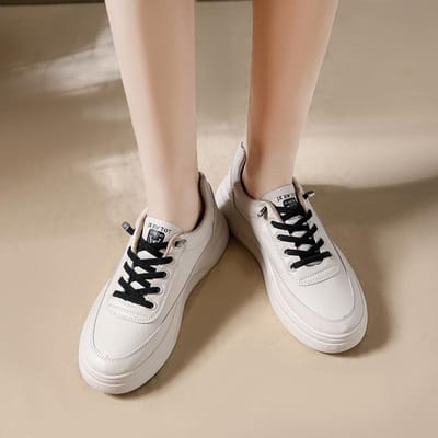 Ronde neus dikke zool effen kleur eenvoudige platte schoenen lente/herfst nieuwe mode licht comfortabel zacht casual sportschoenen 36 gray