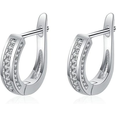 Boucles d'oreilles pour femmes en argent sterling 925 Forme U Haute qualité Géométrie Super Flash Zircon complet Paire de clous d'oreilles Bijoux Cadeau white