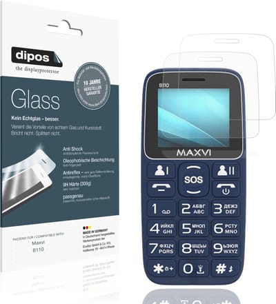 dipos – 2x Matte Pantserfolie geschikt voor Maxvi B110 | 9H Screenprotector