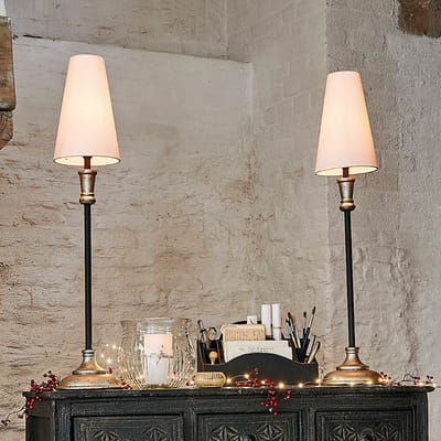 LOBERON Tafellamp set van 2 Obsonville zilverkleurig/zwart/crème