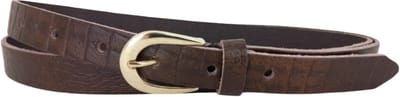 Bruine Leren Dames Riem | Gouden Gesp | 2cm breed | Riemmaat: 85 (totale lengte: 100cm) | 100% echt leer | Nikkelvrije gesp | Kleur: bruin