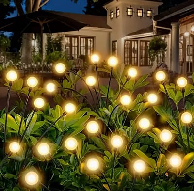 Solar Firefly Tuinverlichting – 6-Kops Zonne Tuinlamp met Warm Wit LED – Flexibele Vuurvlieg Lampen voor Pad, Tuin, Balkon & Terras