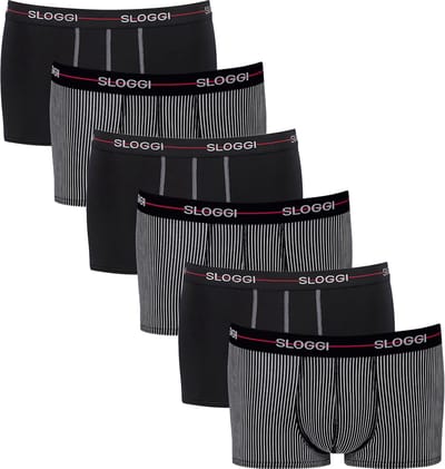 Sloggi Retro Short 6-Pack Heren Onderbroeken - Zwart Gestreept - Maat L