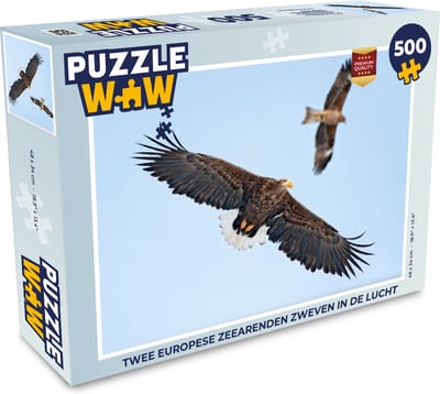 Puzzel Twee Europese zeearenden zweven in de lucht - Legpuzzel - Puzzel 500 stukjes