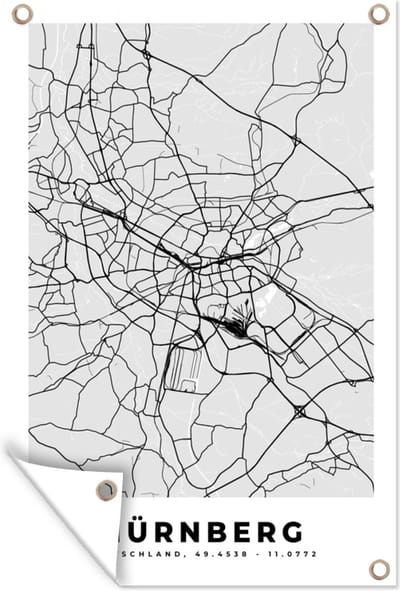 Muurdecoratie Mainz - Kaart - Stadskaart - Plattegrond - Duitsland - 120x180 cm - Tuinposter - Tuindoek