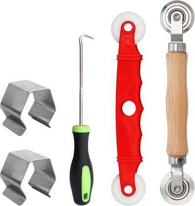 Set van 5 dubbele wielen voor het verwijderen van splines, inclusief roltool en clips voor ramen en deuren
