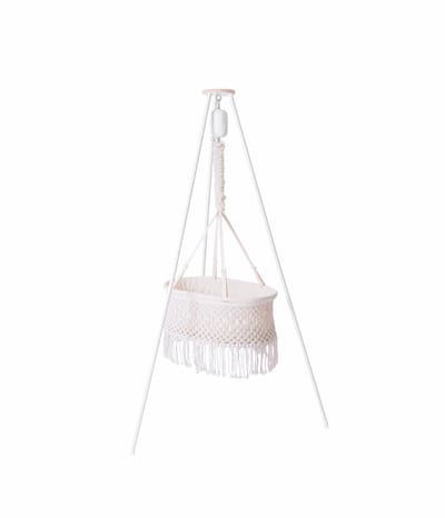 Holy Baby - Holy Cradle - Babyhangmat Gemotoriseerd - Complete Set - 100 % Katoen - Incl. Ondersteuningsmatras & 3-potige standaard