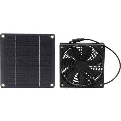 3W Zonne-energie Afzuigventilator Buiten Draagbare Ventilator voor Kas Hond Kip Huisdierhuis black