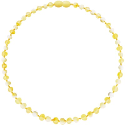 Wild Sun Barnsteen Ketting Baby / Peuter - Amber Ketting - Baltische Barnsteen – Pijnstillend bij Doorkomende Tanden - 32 cm – Lemon / Milk