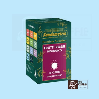 Sandemetrio Infuso ai Frutti Rossi Bio ESE 44 mm Pads | 18 x Biologische Rode Bosvruchten Infusie Pads
