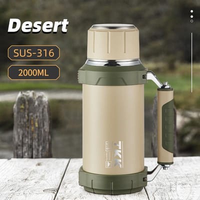 TKK 2000ml SUS-316 Ruim Roestvrij Staal Thermosfles Lichtgewicht om te Dragen Vacuümfles Geïsoleerde Tumbler met Touw Thermo Fles 2000ml