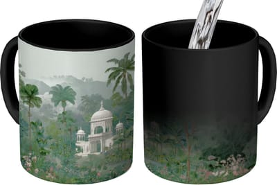 Magische Mok - Foto op Warmte Mokken - Koffiemok - Tropische tuin - Koepelgebouw - Bloemen - Magic Mok - Beker - 350 ML - Theemok