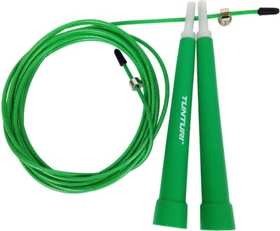 Tunturi Verstelbaar Speed Rope -Springtouw - Sport springtouw - Fitness springtouw - Groen - Incl. gratis fitness app