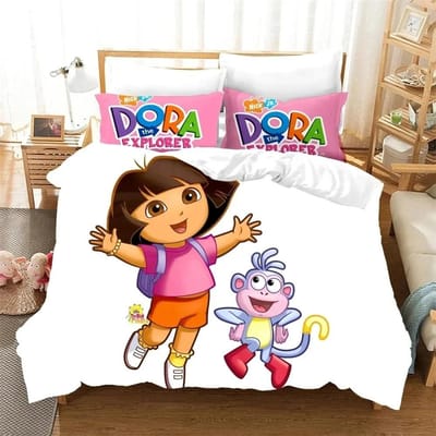 3D Print D-Dora Cartoon Ontdekkingsreiziger Beddengoed Set Dekbedovertrek Bedset Dekbedovertrek Kussensloop Dekbed King Queen Size Jongens Volwassene 135x200cm 2pcs