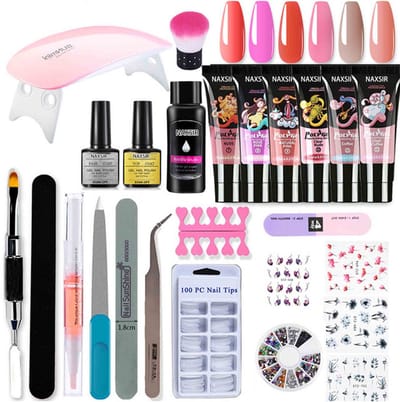 NAXSIR 6 Kleuren Verlenging Gel - Volledige Nagel Gereedschap Set Met UV - Lamp | Gel Nagellak UV - Perfect Voor DIY Nail Art En Nagel Salon