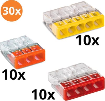Wago lasklemmenset serie 2273- 3 voudig / 4 voudig / 5 voudig (30 stuks)
