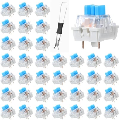 Mechanische Switches - 3-Pins Hotswap Set met 50 Schakelaars en 1 Switchtrekker - ABS - Geschikt voor Custom Keyboards Bouwen en Setup Modificatie - Blauw