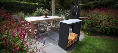 Beltza Butcher Block Houtopslag zwart L100 x B38,5 x H100 cm wit na...