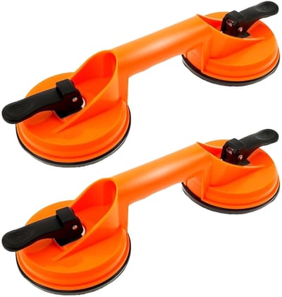 Zuighefter en glaslifter set van 2, vacuüm-lifter met antislip ergonomisch design voor veilig transport van glas, tegels en meubels, tot 100 kg draagvermogen