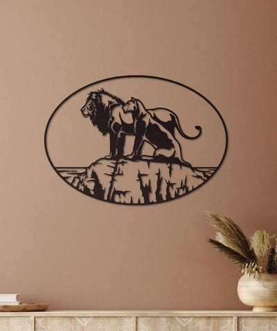 Wanddecoratie dieren | Leeuwen koppel - M (28x40cm)