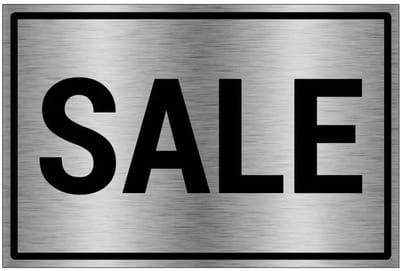 Sale bord - gecoat brushed aluminium - grijs zwart | 30 x 20 cm