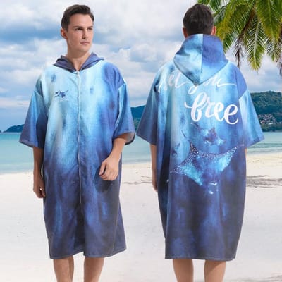 Microvezel Sneldrogende Strandhanddoek met Capuchon Zwemmen Omkleden Surfen Duiken Poncho Handdoek Zacht Huis Badjas Buiten Watersporten 110X80cm