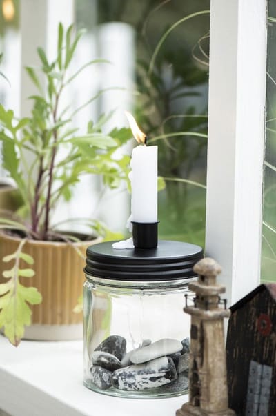 IB Laursen - woonaccessoires - kandelaar - glas - zwart metaal