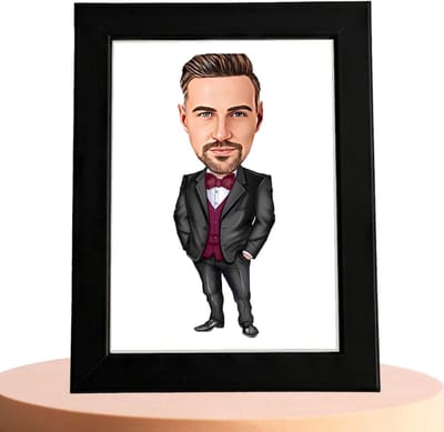 Bruidegom Karikatuur - Karikatuur met Jouw Foto - Cadeau - Verjaardag - Kerst - Kado - Valentijn - Gepersonaliseerd Cadeau