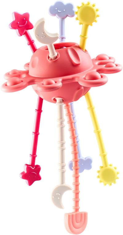 NOOVI® Baby Speelgoed 6 maanden - Montessori UFO - Badspeelgoed - Sensorisch - Roze