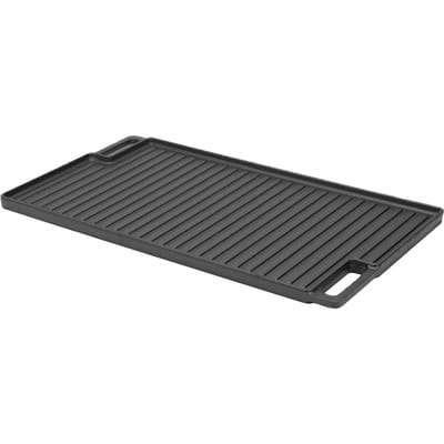Omkeerbare Grill Dubbelzijdige Gietijzeren Rechthoekige Grillplaat Platte Bovenplaat met Handvatten voor Kookplaat Oven Kampvuur L gray