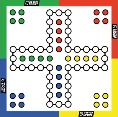 LUDO XXL - 100 x 100 cm - PVC-Zeil met Dobbelstenen en Pionnen - 4 Personen