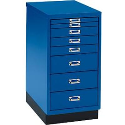 Ladekast A4, met 8 schuifladen, 675 mm hoog, gentiaanblauw