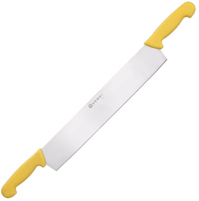 HENDI Lang kaasmes met dubbele handgreep – roestvrij staal – ergonomisch – 655 mm – geel