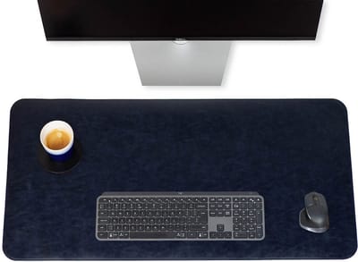 Brute Strength - Luxe Bureau Onderlegger Kunstleer - Donkerblauw - ronde hoeken Bureau Organizer - 80x40 cm - Bureaumat - Kantoor accessoires - Computer mat