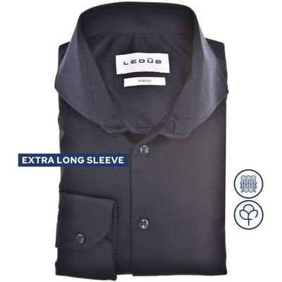Ledûb Overhemd Cotton Jersey Stretch Shirt Mouwlengte 7 Donker Blauw / male