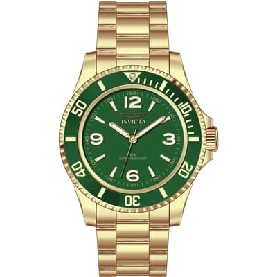 Invicta Specialty 69722 Herenhorloge - Quartz Uurwerk - Roestvrij Staal met Groene Wijzerplaat - 40 mm