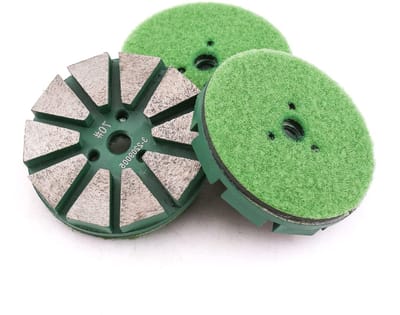 Metalen Diamant Polijstpad - Slijpschijf Vloer - Vloeren Schuren - 10 Tanden Spiraal - 3 Inch - Zilver