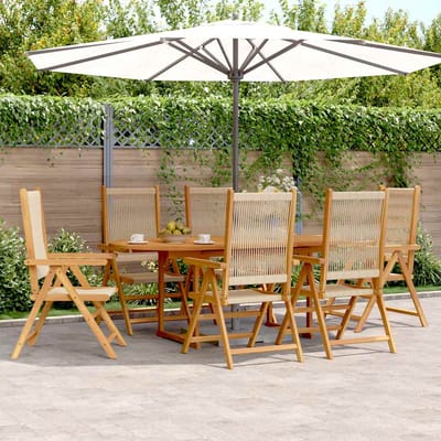 vidaXL - 7-delige - Tuinset - polypropeen - en - massief - hout - beige