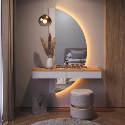 Make-uptafel Melisa met LED Spiegel in Eiken-Wit - 120 cm