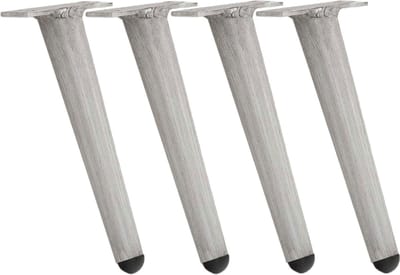 CLP Set van 4 meubelpoten van roestvrij aluminium - Kunststof vloerbeschermers - Voor binnen- en buitenmeubilair - Inclusief schroeven licht grijs