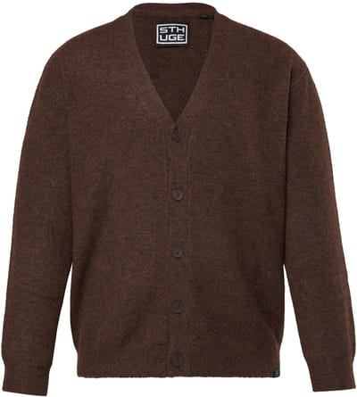 STHUGE - Heren - Cardigan V-hals - Aardebruin - Maat L
