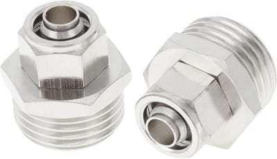Push-to-Connect Mannetje 3/8 Inch Snelkoppeling voor Nikkel Geplateerde Koper Luchtleiding 1/2 Inch BSPT - Set van 2, Ideaal voor Luchtcompressoren en Pneumatische Toepassingen