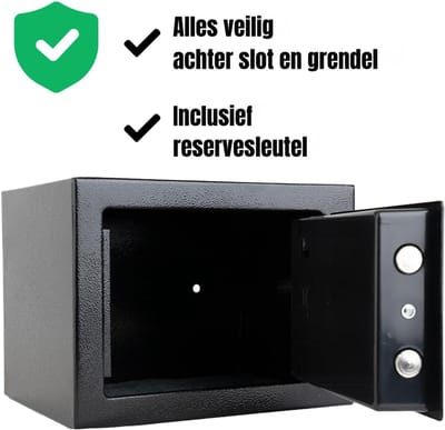 AHD® Kluis Brandwerend - Kluis - Kluisje Met Cijferslot - Zwart - 17cm x 17cm x 23cm