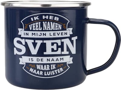 Mok - Top vent - Sven - Geëmailleerd - In cadeauverpakking